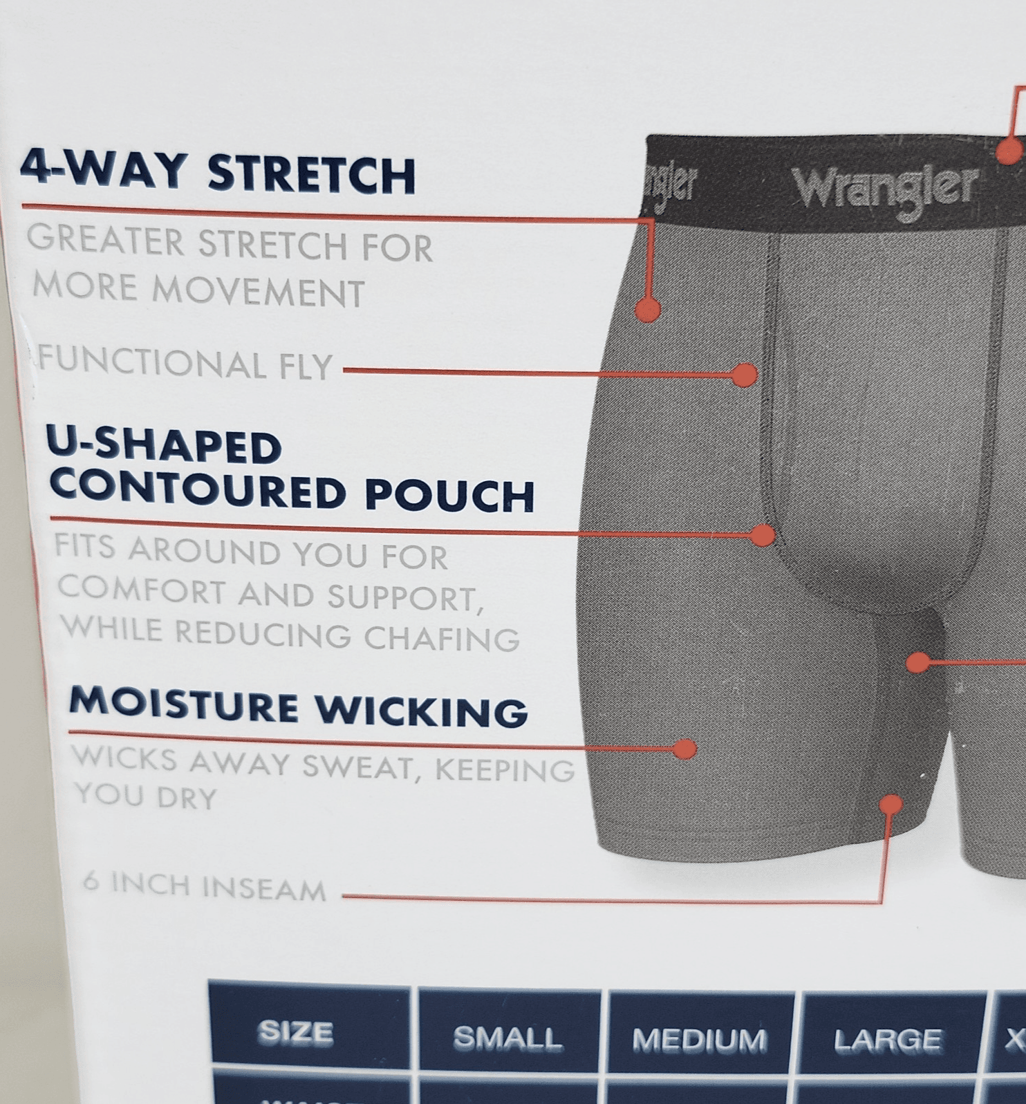 Wrangler Men's Large 6 Pair Boxer Briefs Underwear Stretch Moisture Wicking NEW - Thumbnail 6