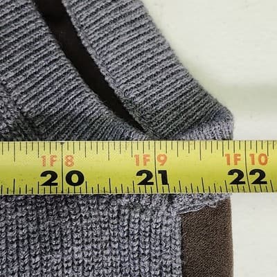 Tasso Elba Men's Vest XL Grey Brown Knit Front Faux Suede Back Pockets Full Zip - Thumbnail 2