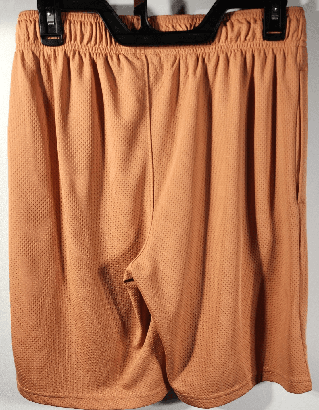 Athletic Works Men's S Shorts Orange Elastic Waist Stretch 9" Inseam w/ Pockets - Thumbnail 4