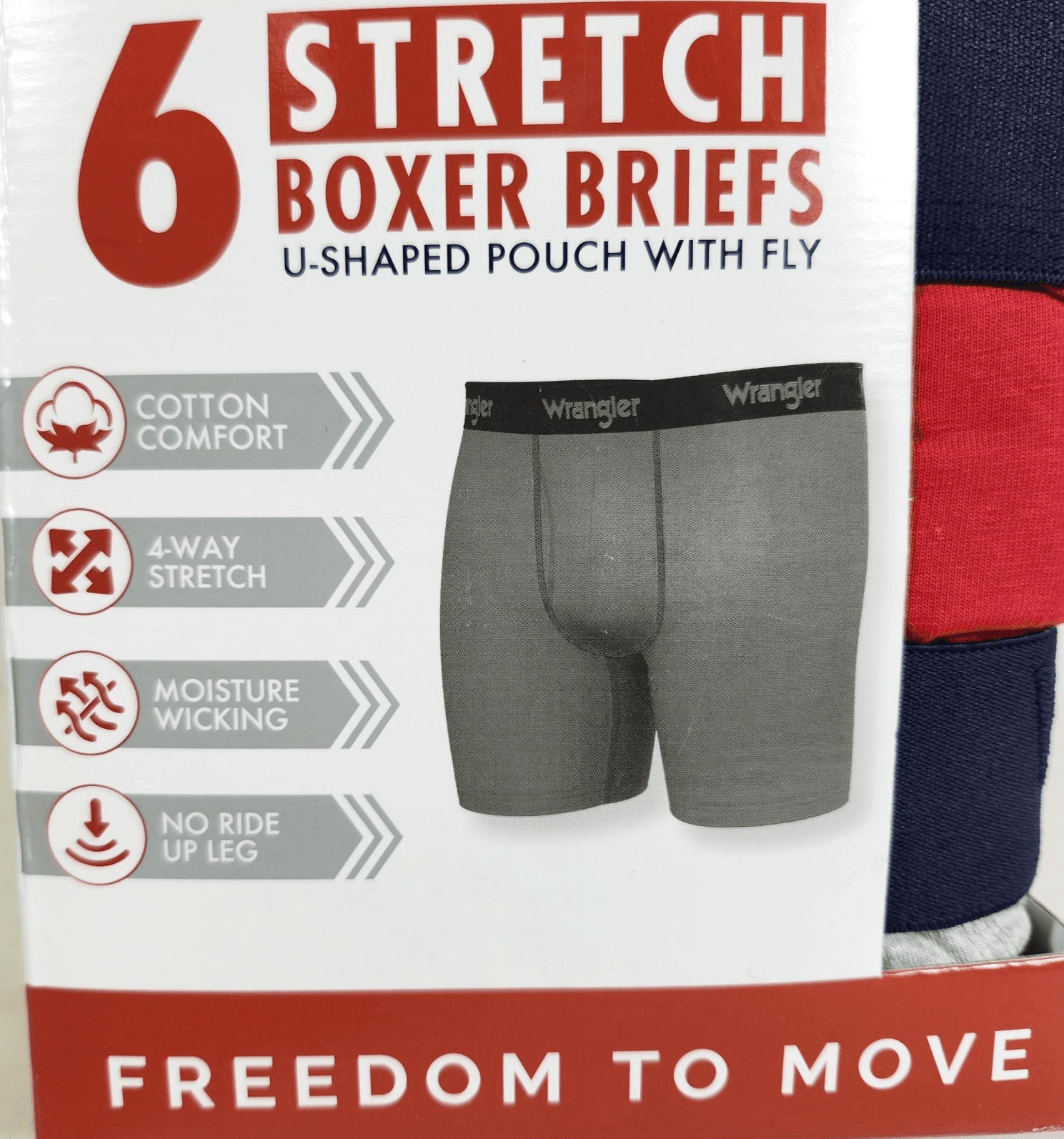Wrangler Men's Large 6 Pair Boxer Briefs Underwear Stretch Moisture Wicking NEW - Thumbnail 2