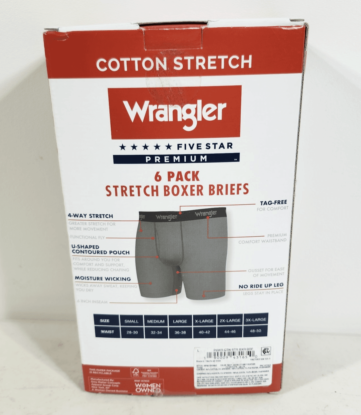 Wrangler Men's Large 6 Pair Boxer Briefs Underwear Stretch Moisture Wicking NEW - Thumbnail 4