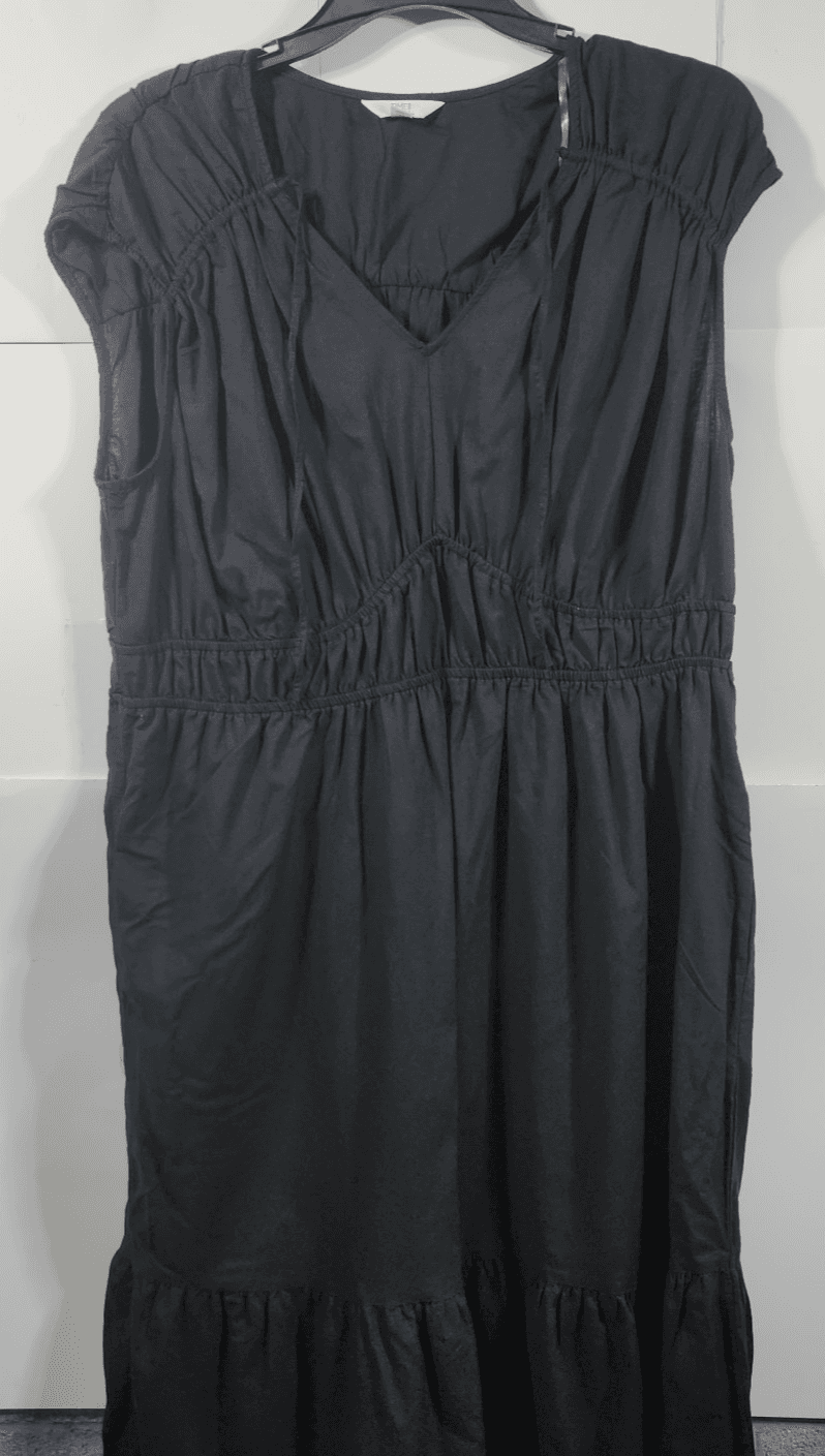 Time and Tru Women's V-Neck Midi Dress Size XXL 20 Black Sleeveless NEW - Thumbnail 6