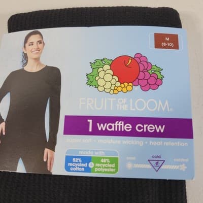 Fruit of the Loom Women's M Crew Shirt Top Moisture Wicking Soft Black NEW - Thumbnail 2