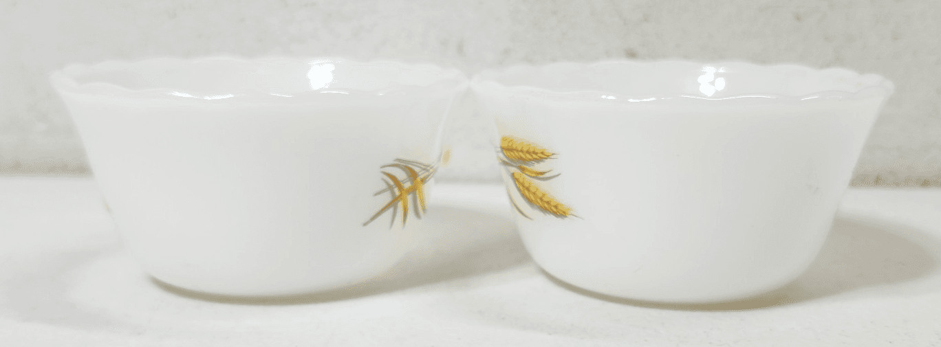 2 Fire King Milk Glass Custard Bowl Ramekin Anchor Hocking Golden Wheat 6oz - Thumbnail 3
