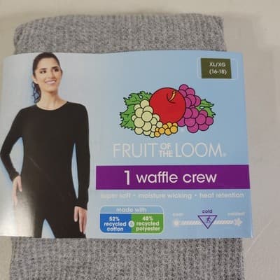 Fruit of the Loom Women's XL Crew Shirt Top Moisture Wicking Soft Gray NEW - Thumbnail 2