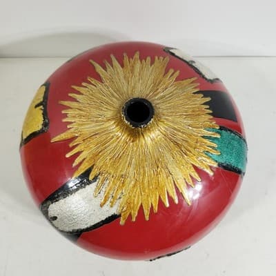 Large Round Geo Vase 12" Hand Painted Home Decor - Thumbnail 4