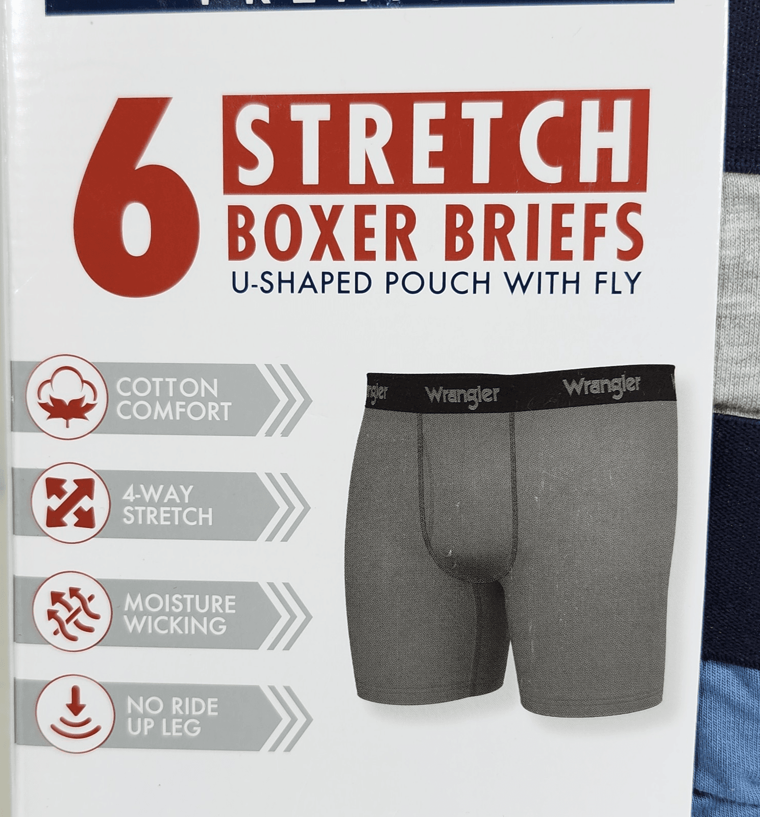 Wrangler Men's Large 6 Pair Boxer Briefs Underwear Stretch Moisture Wicking NEW - Thumbnail 2