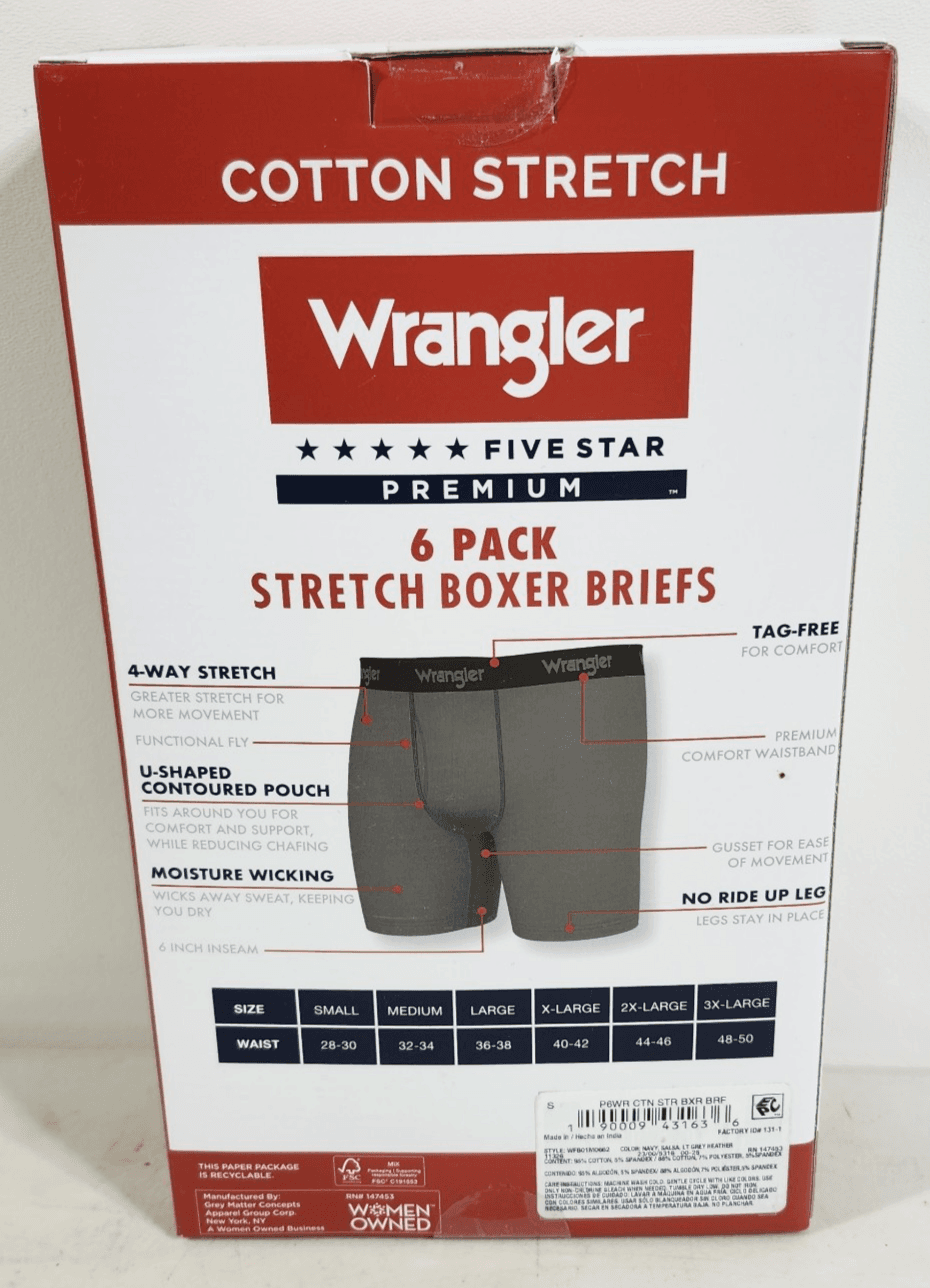 Wrangler Men's Small 6 Pair Boxer Briefs Underwear Stretch Moisture Wicking NEW - Thumbnail 4