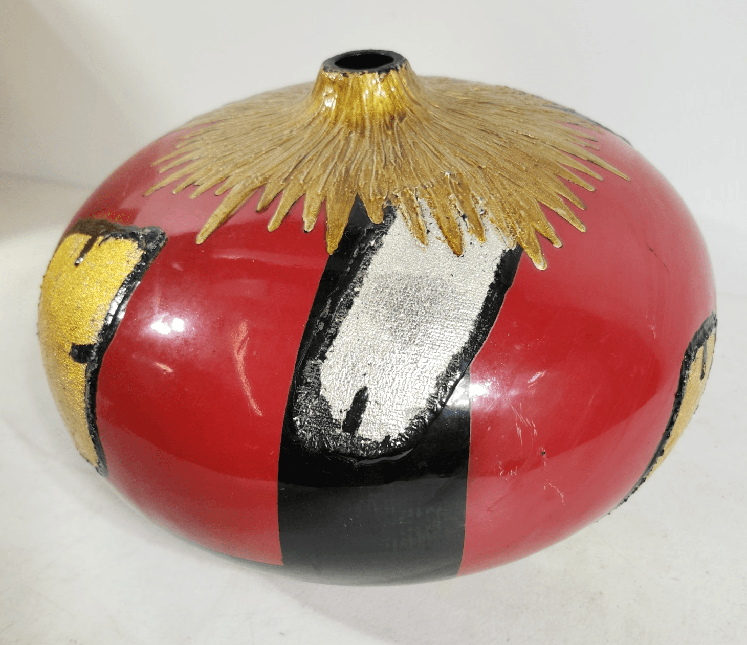 Large Round Geo Vase 12" Hand Painted Home Decor - Thumbnail 2