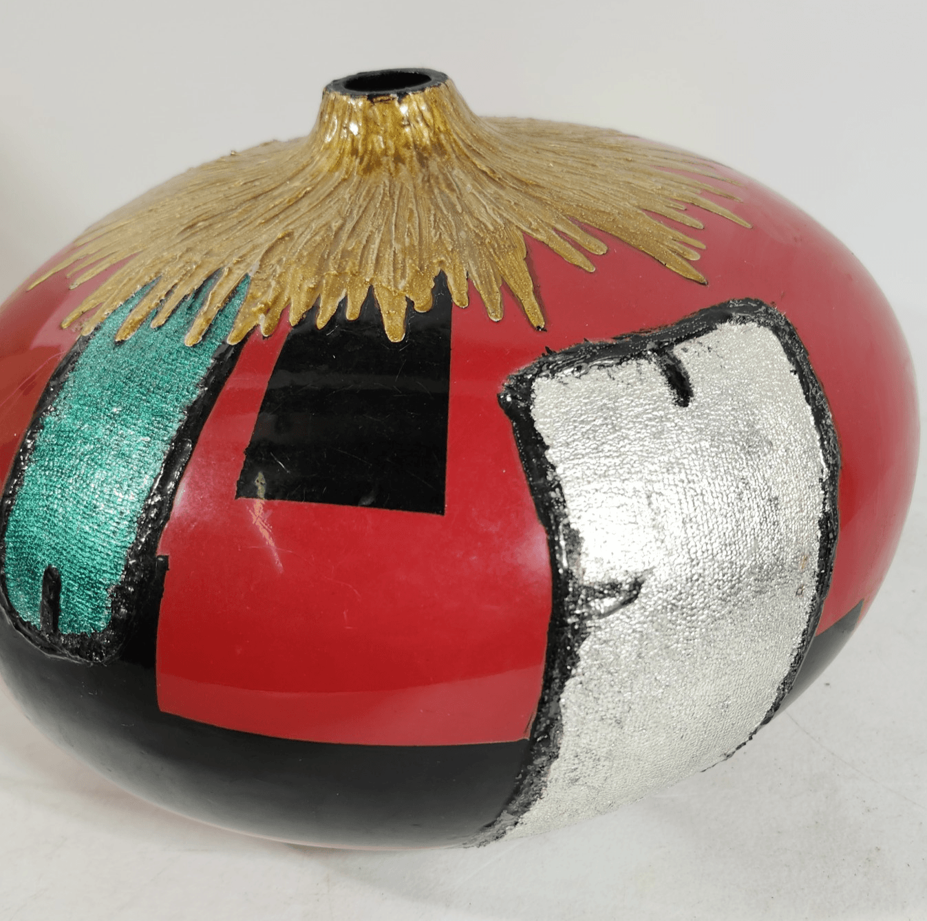 Large Round Geo Vase 12" Hand Painted Home Decor - Thumbnail 6