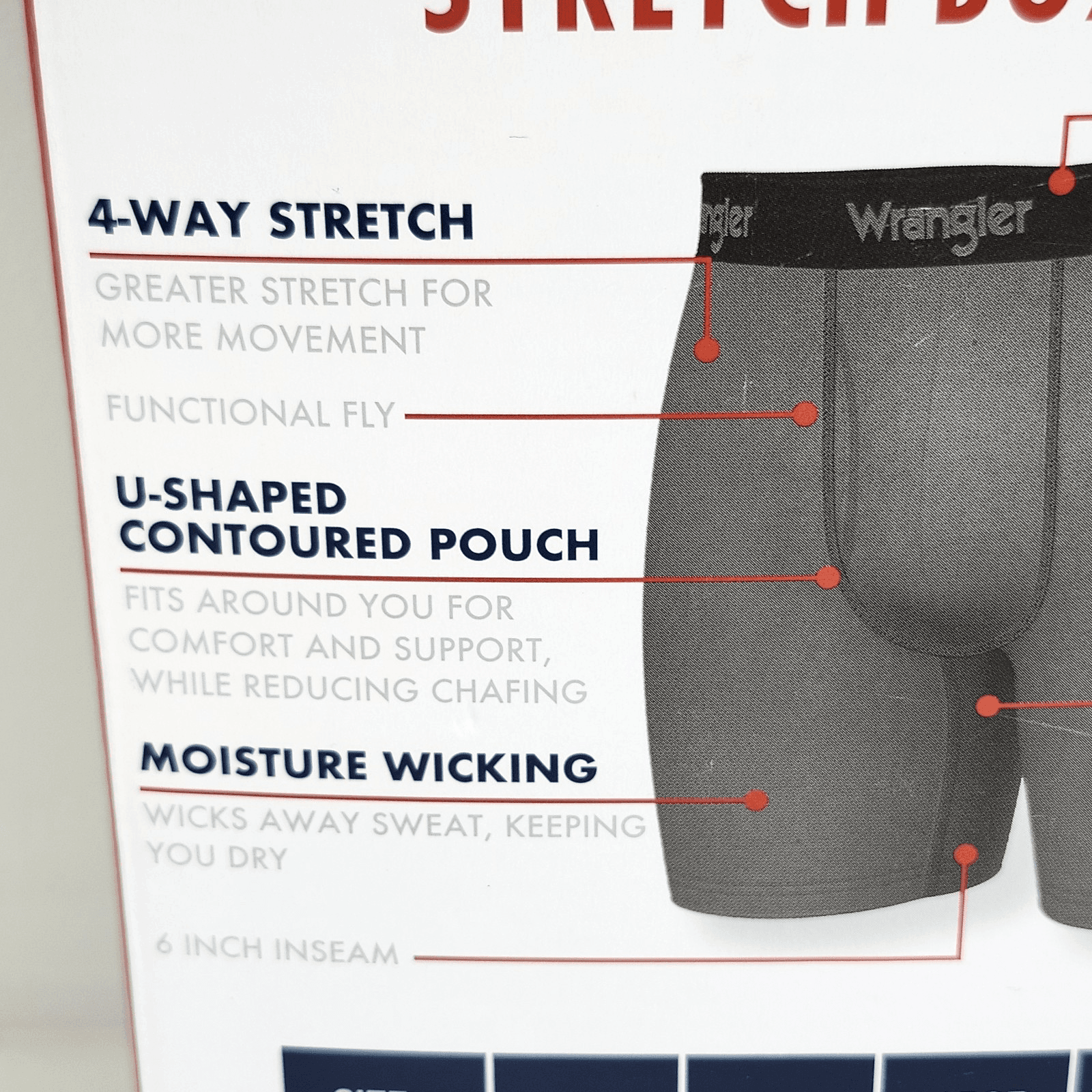 Wrangler Men's Large 6 Pair Boxer Briefs Underwear Stretch Moisture Wicking NEW - Thumbnail 5
