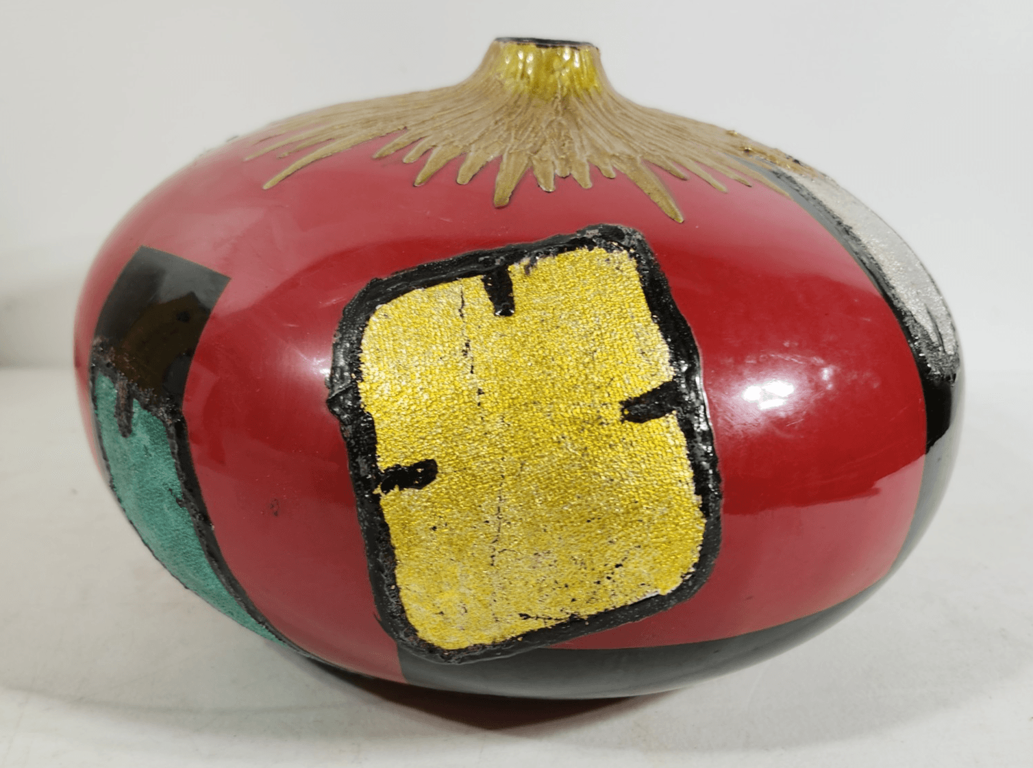 Large Round Geo Vase 12" Hand Painted Home Decor - Thumbnail 9