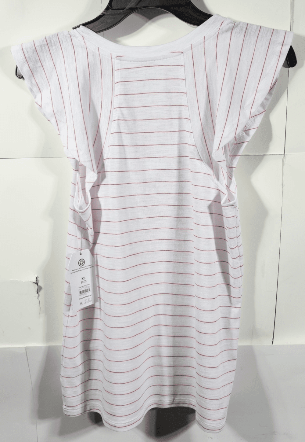Time and Tru Women’s Shirt XS Raglan V Neck Striped Flutter Sleeve Top NEW - Thumbnail 4