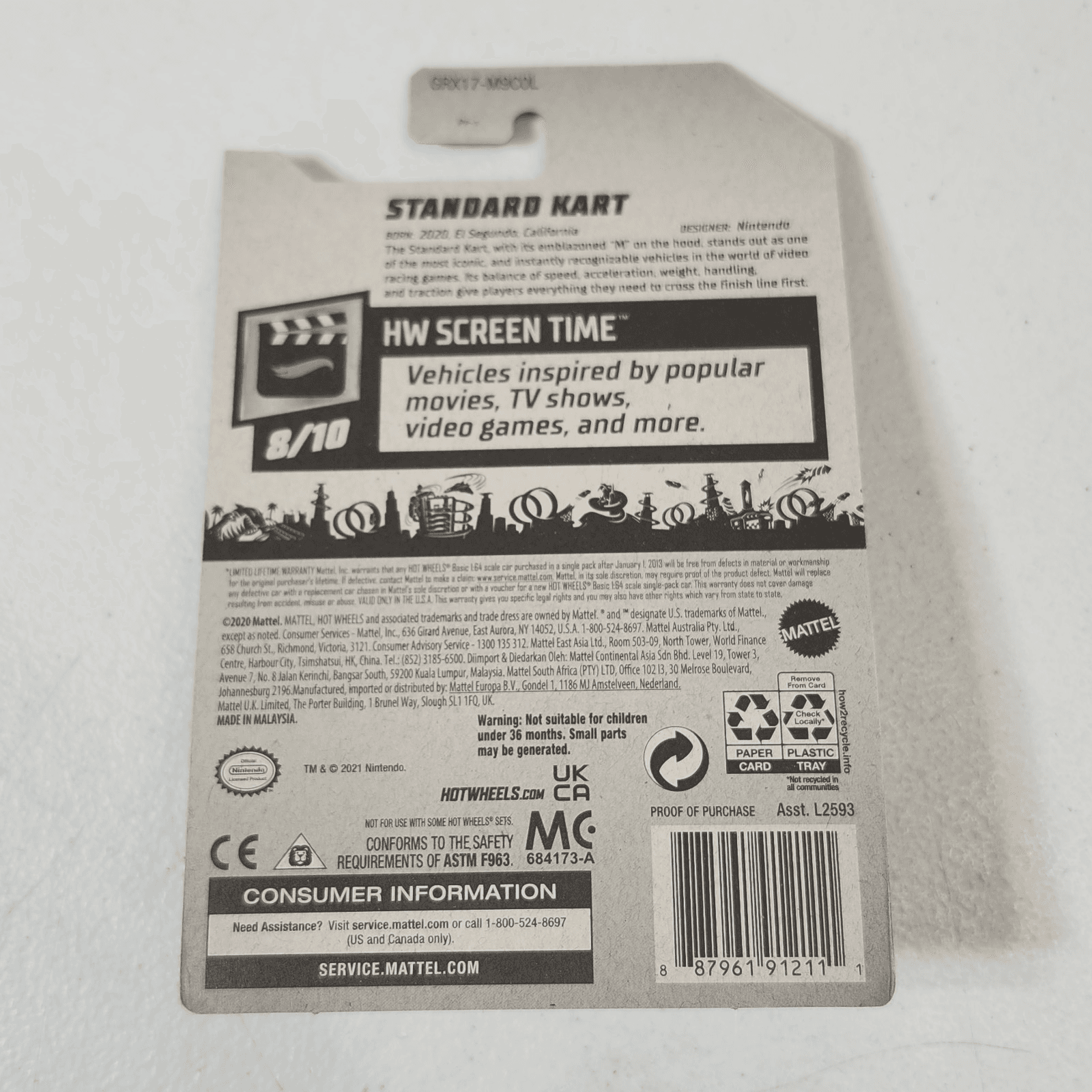 Hot Wheels Mariokart Standard Kart HW Screen Time Car 1/64 Toy Vehicle NEW - Thumbnail 7
