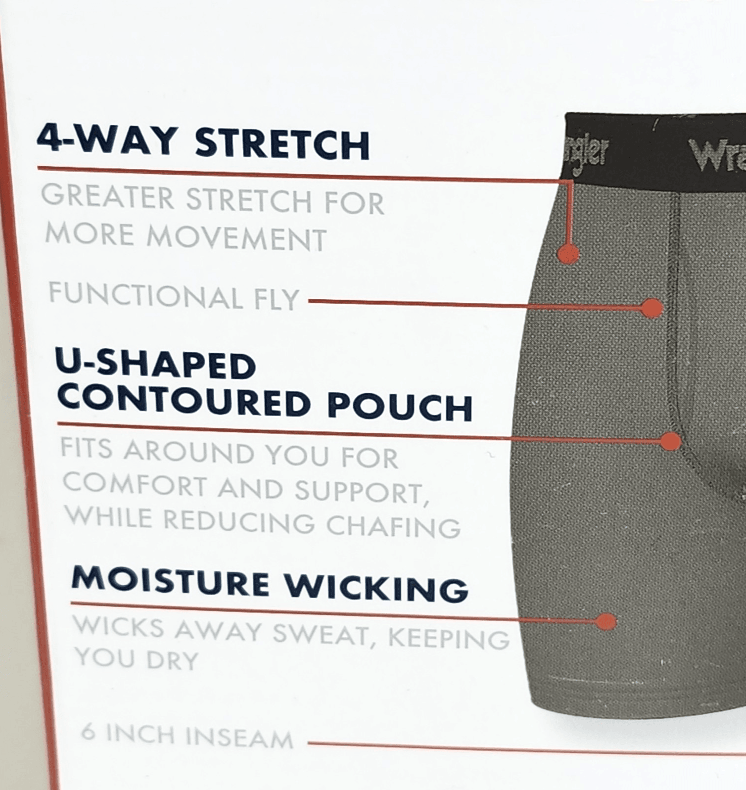 Wrangler Men's Small 6 Pair Boxer Briefs Underwear Stretch Moisture Wicking NEW - Thumbnail 6