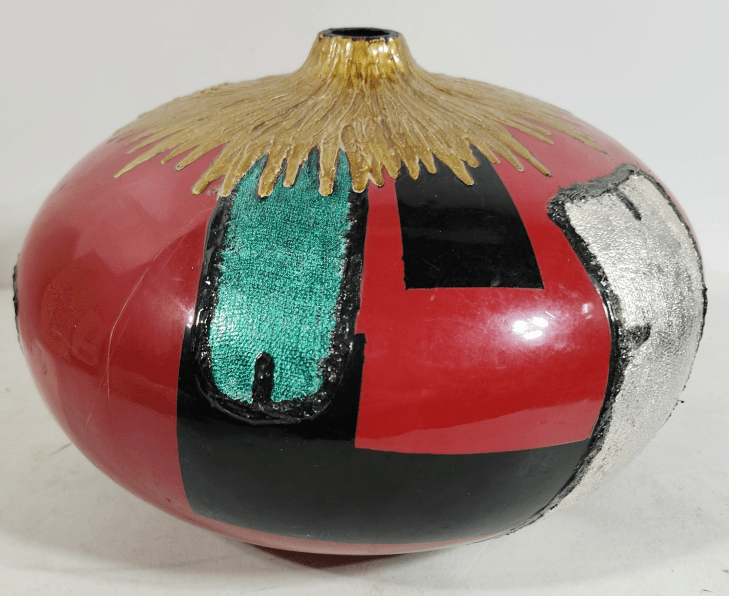 Large Round Geo Vase 12" Hand Painted Home Decor - Thumbnail 5
