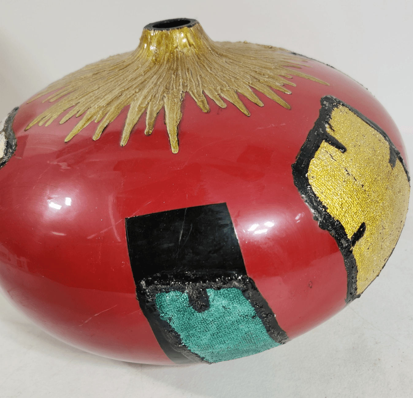 Large Round Geo Vase 12" Hand Painted Home Decor - Thumbnail 8