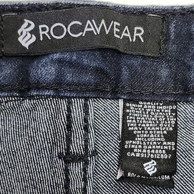 Vtg Y2K Rocawear Jeans Tapered Leg Size 30 X 30 Embroidered Pockets Blue Denim - Thumbnail 7