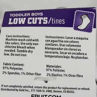 Fruit Of The Loom Toddler Low Cuts Boys Socks 6-Pack Size Small 1.5-4 NEW - Thumbnail 4