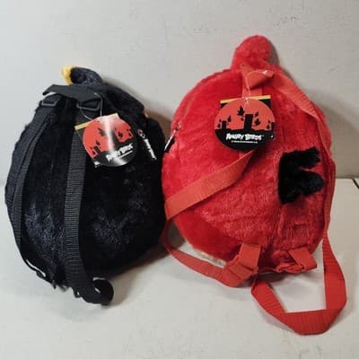 Angry Birds 15" Soft Plush Backpacks Red And Black Kids Bookbags NEW - Thumbnail 6