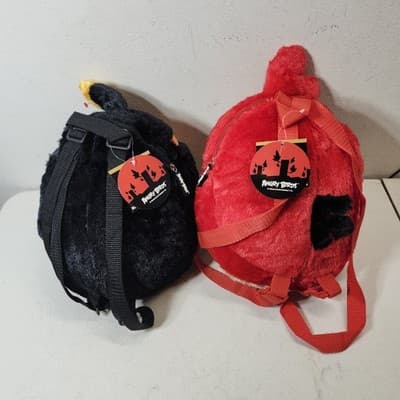 Angry Birds 15" Soft Plush Backpacks Red And Black Kids Bookbags NEW - Thumbnail 5