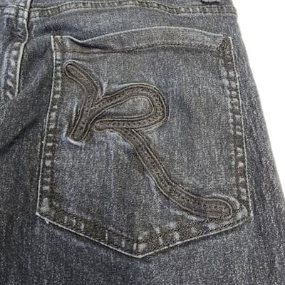 Vtg Y2K Rocawear Jeans Tapered Leg Size 30 X 30 Embroidered Pockets Blue Denim - Thumbnail 10