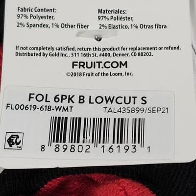 Fruit Of The Loom Toddler Low Cuts Boys Socks 6-Pack Size Small 1.5-4 NEW - Thumbnail 5