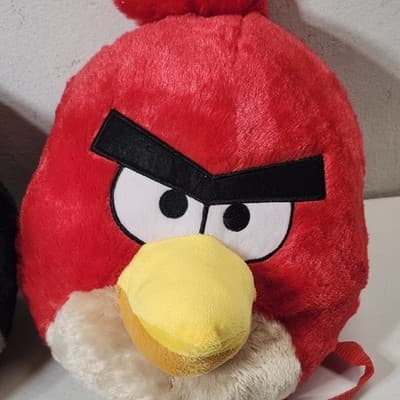 Angry Birds 15" Soft Plush Backpacks Red And Black Kids Bookbags NEW - Thumbnail 4