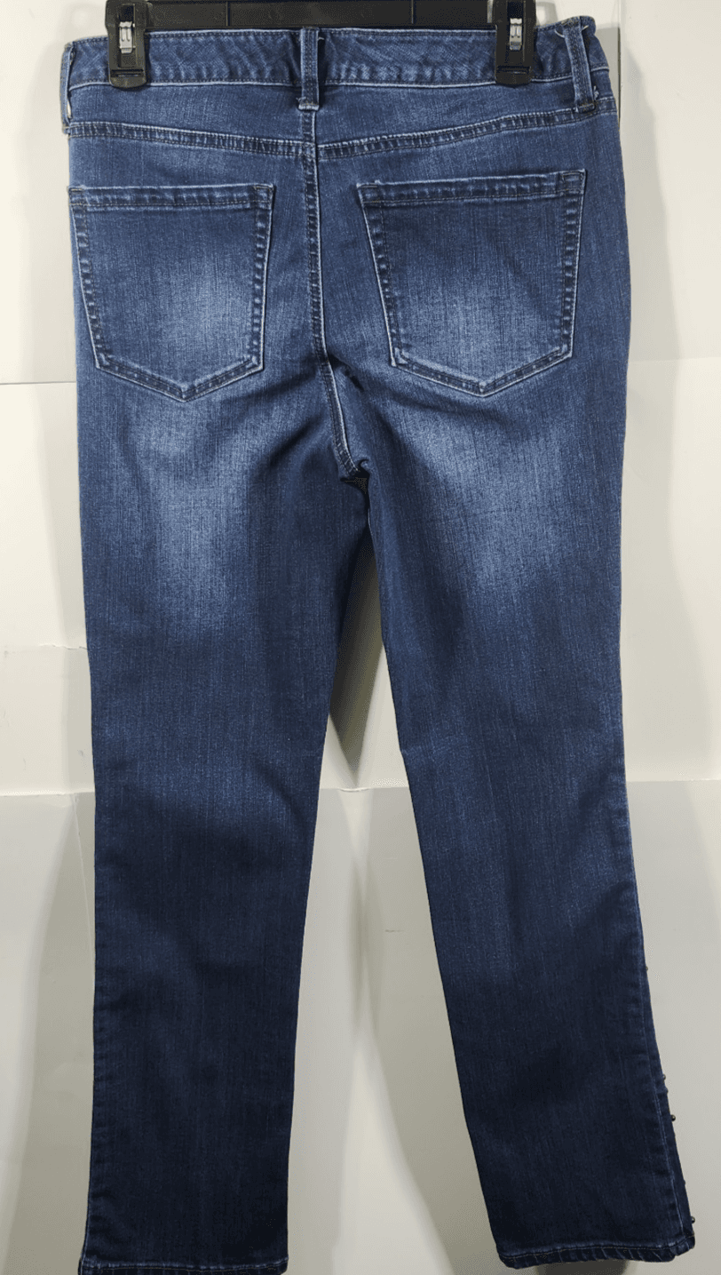 Charter Club Women's 8 Lexington Straight Leg Jeans Beaded Blue Denim - Thumbnail 6