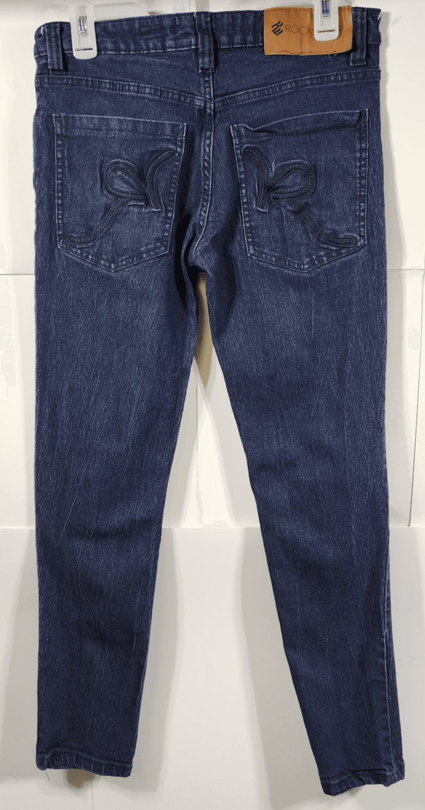 Vtg Y2K Rocawear Jeans Tapered Leg Size 30 X 30 Embroidered Pockets Blue Denim - Thumbnail 4