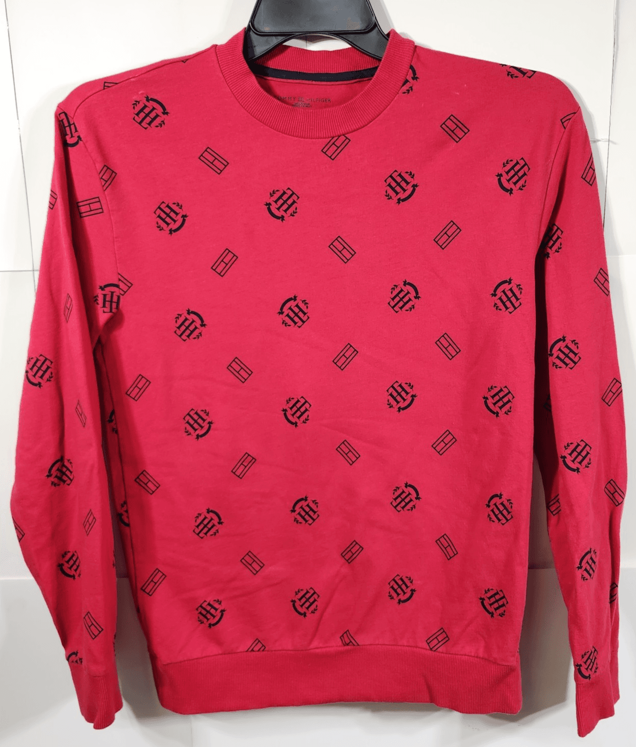 Tommy Hilfiger Mens Red Long Sleeve Crew Neck Pullover Sweatshirt Size Small - Thumbnail 5