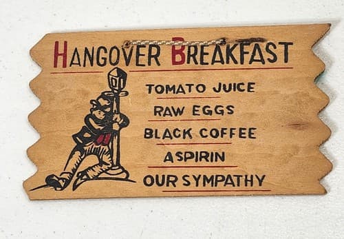 Vintage Wooden Hangover Breakfast Recipe Saying Home Bar Decor Sign - Thumbnail 2