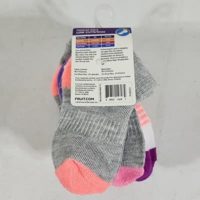 Fruit Of The Loom Toddler Low Cuts Girls Socks 7-Pack Size Large 7.5-11 NEW - Thumbnail 4