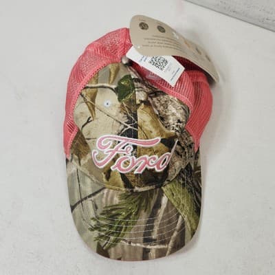 Ford Womens Trucker Hat Cap Pink Camouflage Glitter Mesh Back One Size - Thumbnail 3