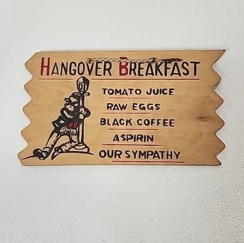 Vintage Wooden Hangover Breakfast Recipe Saying Home Bar Decor Sign - Thumbnail 8
