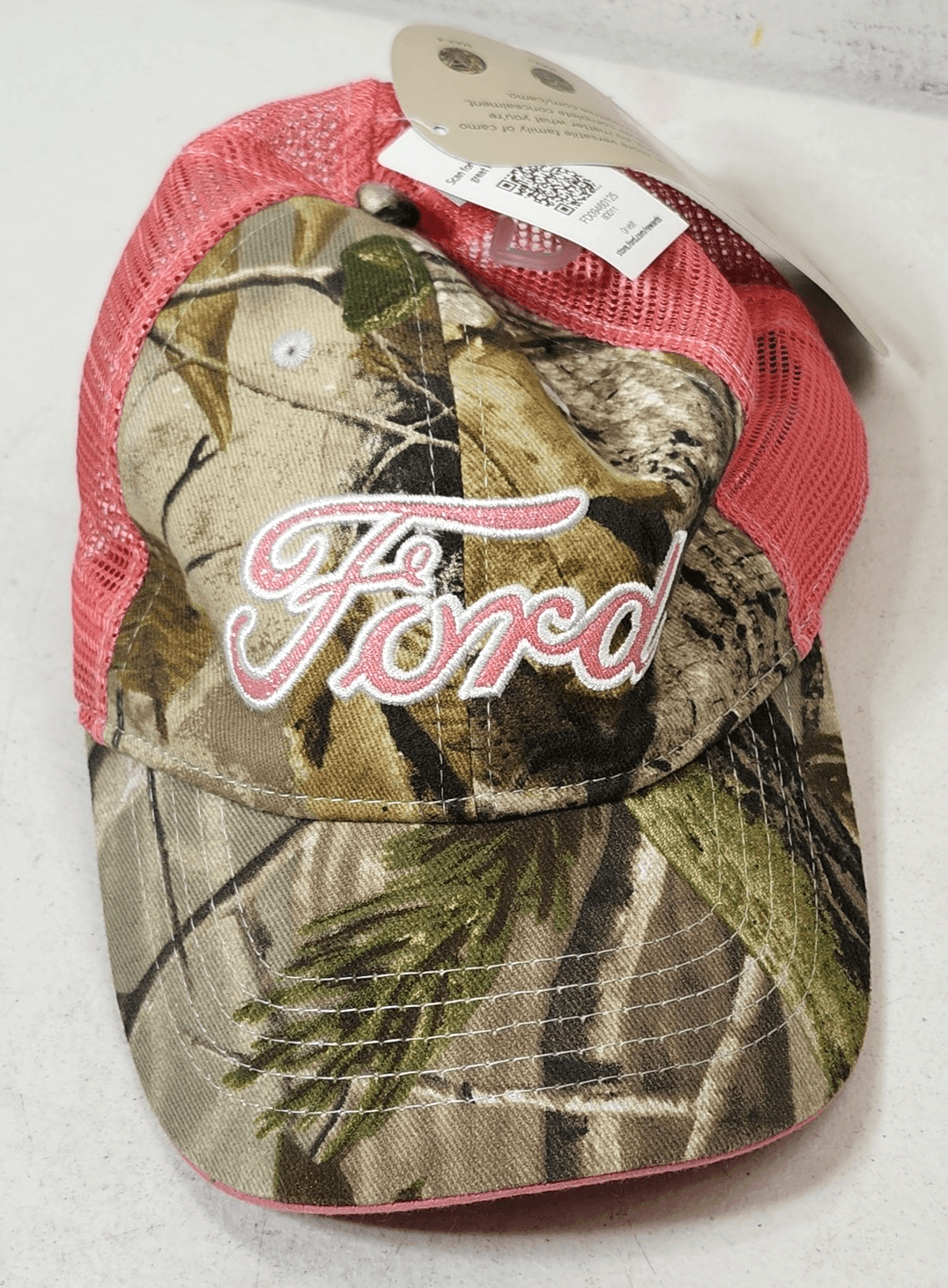 Ford Womens Trucker Hat Cap Pink Camouflage Glitter Mesh Back One Size - Thumbnail 2