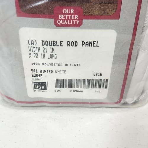 Sears Double Rod Panel # 941 Winter White 21” W X 72”L Curtain - Thumbnail 4