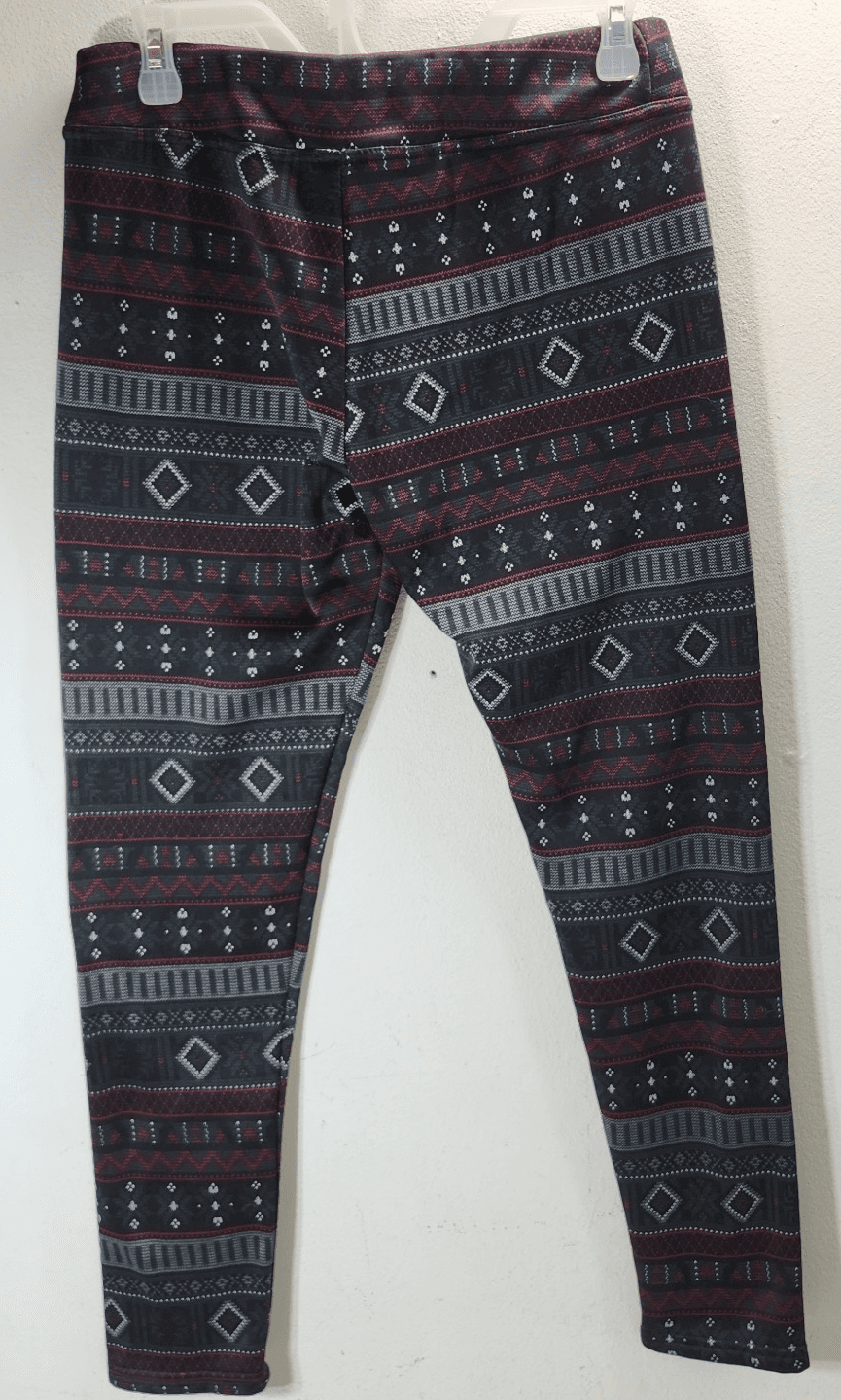 Serra Women's M Leggings Black Gray Red Design Pull on Pants - Thumbnail 6