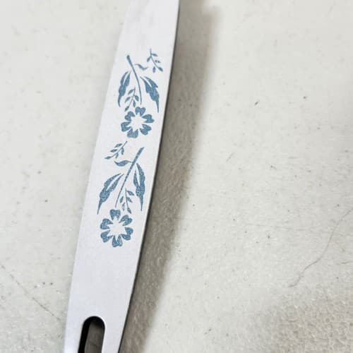 Vtg Meat Fork 2 Wide Prong 12" Blue Flowers Handle USA Made Stainless Steel - Thumbnail 4