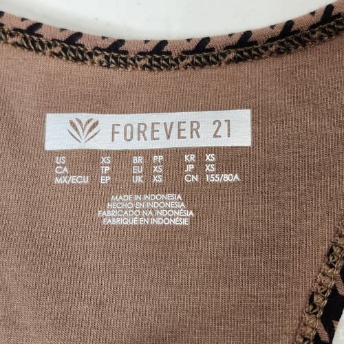 Forever 21 Womens XS Cropped Tank Top Shirt Black Brown - Thumbnail 6