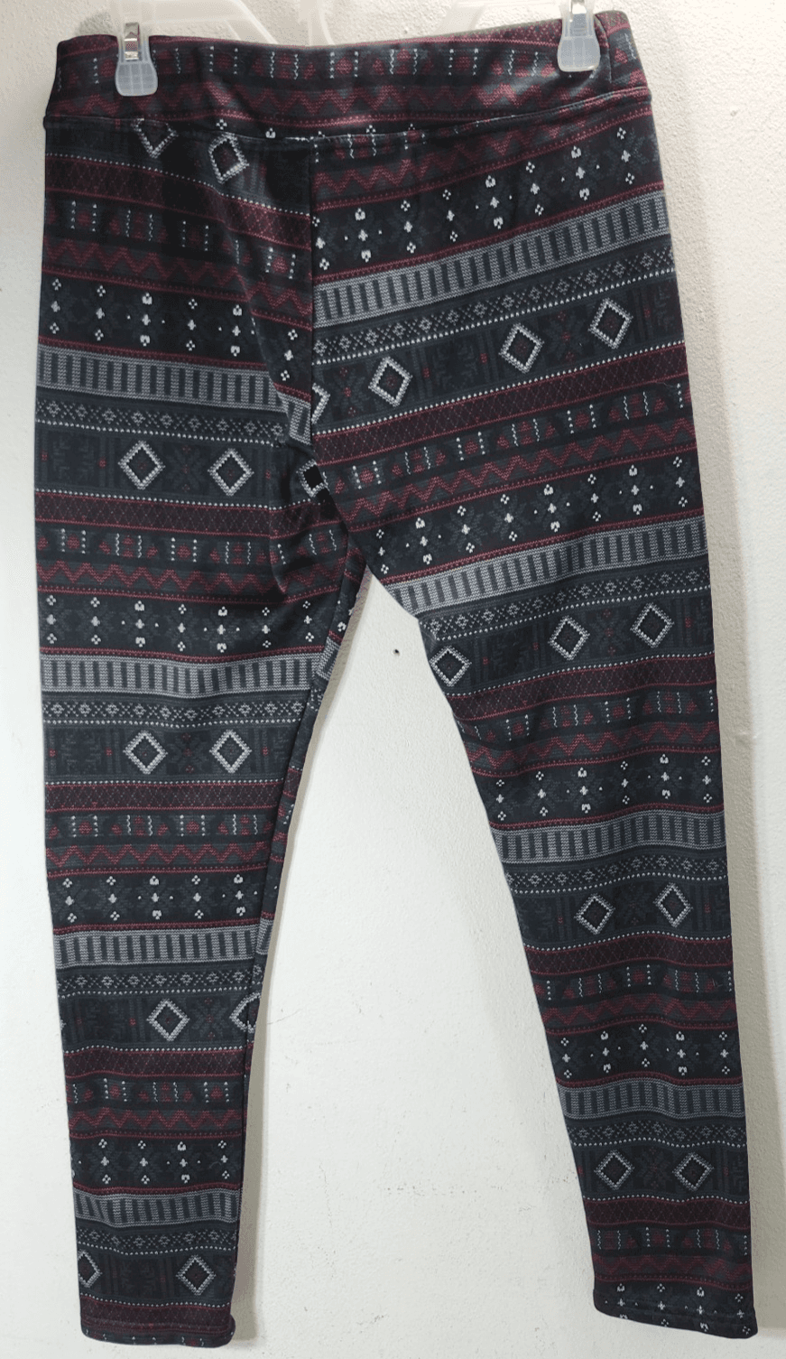 Serra Women's M Leggings Black Gray Red Design Pull on Pants - Thumbnail 4