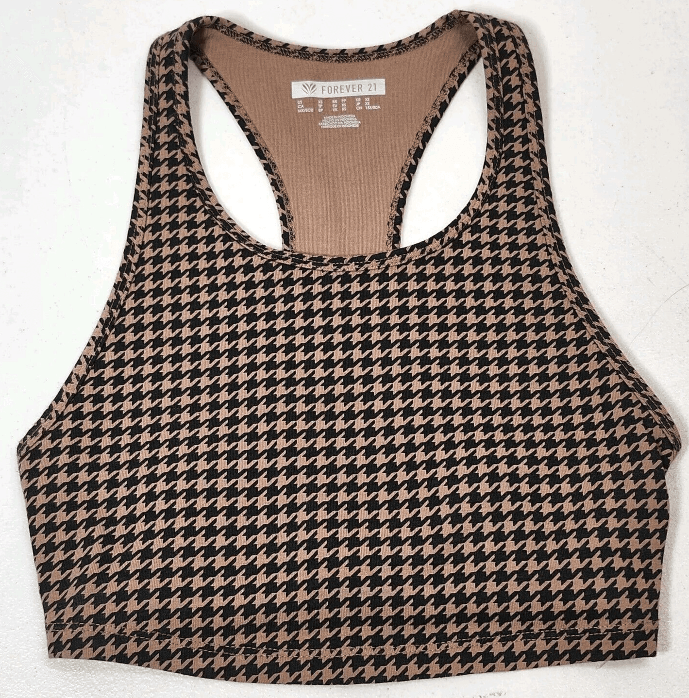 Forever 21 Womens XS Cropped Tank Top Shirt Black Brown - Thumbnail 5