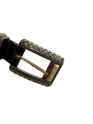Brighton Black Skinny Belt Leather Gold Silver Concho Western Boho Country Farm - Thumbnail 4