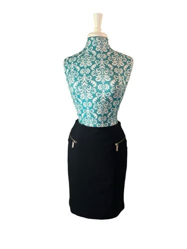 Michael Kors Black Knit Pencil Skirt 6 Career Stretchy Gold Zipper Logos Sexy - Thumbnail 2