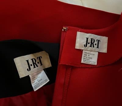 Vintage Y2K Red & Black Suit Dress Jacket Mod Set Modern Color Block Minimalist - Thumbnail 15
