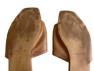 10 BRUNO MAGLI NUDE BEIGE GENUINE LEATHER HORSEBIT SLIDES SHOES FLATS OLD MONEY - Thumbnail 5