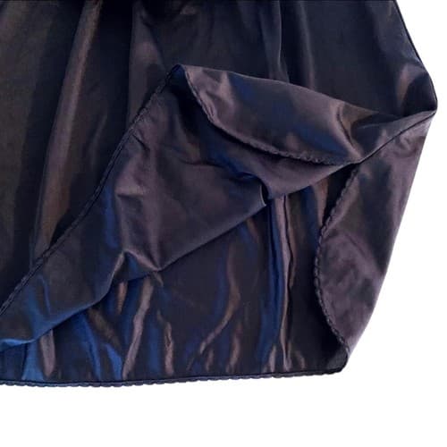 Vintage Black Vanity Fair Half Slip Mini Skirt Shiny Lingerie Medium Side Slits - Thumbnail 2