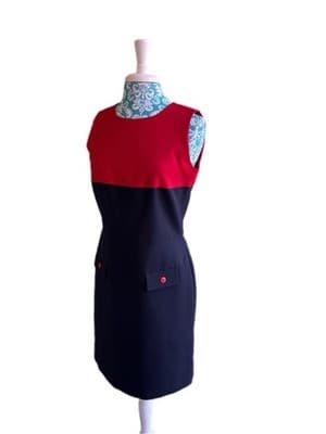 Vintage Y2K Red & Black Suit Dress Jacket Mod Set Modern Color Block Minimalist - Thumbnail 6