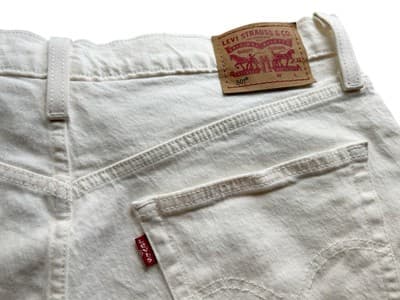 Cream LEVIS Cut Off 501 Denim Jean Shorts Button Fly Distressed Fringe 32 - Thumbnail 4