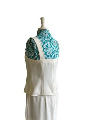 Vintage Womens Skirt Suit Pearl & Sequin Camisole Tank Top Embroidered Pink Aqua - Thumbnail 9